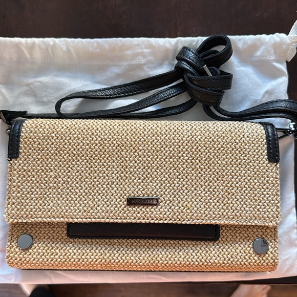 EUC Hammitt AJ Crossbody Clutch Chaparral Raffia/Gunmetal - Picture 9 of 12